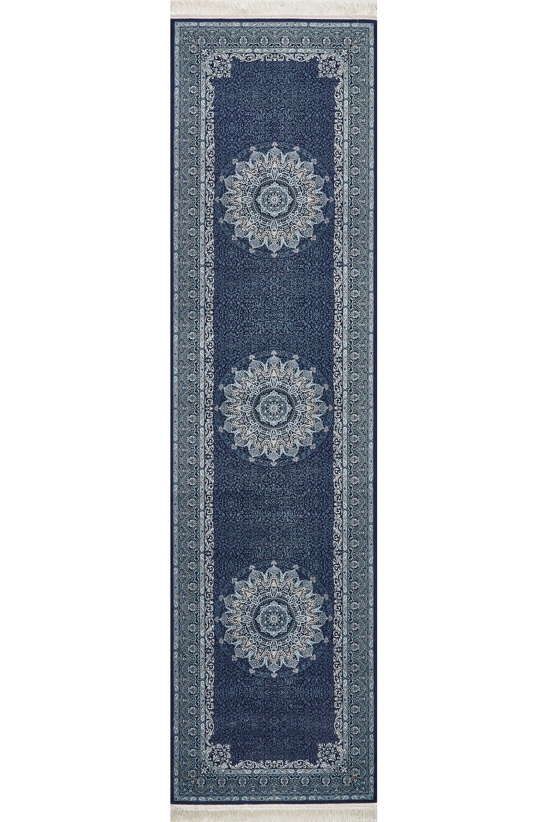 Dark Mystique Silk Medallion Rug - Navy - 1247B